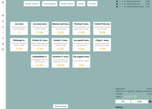 Snacklink kassasysteem dashboard